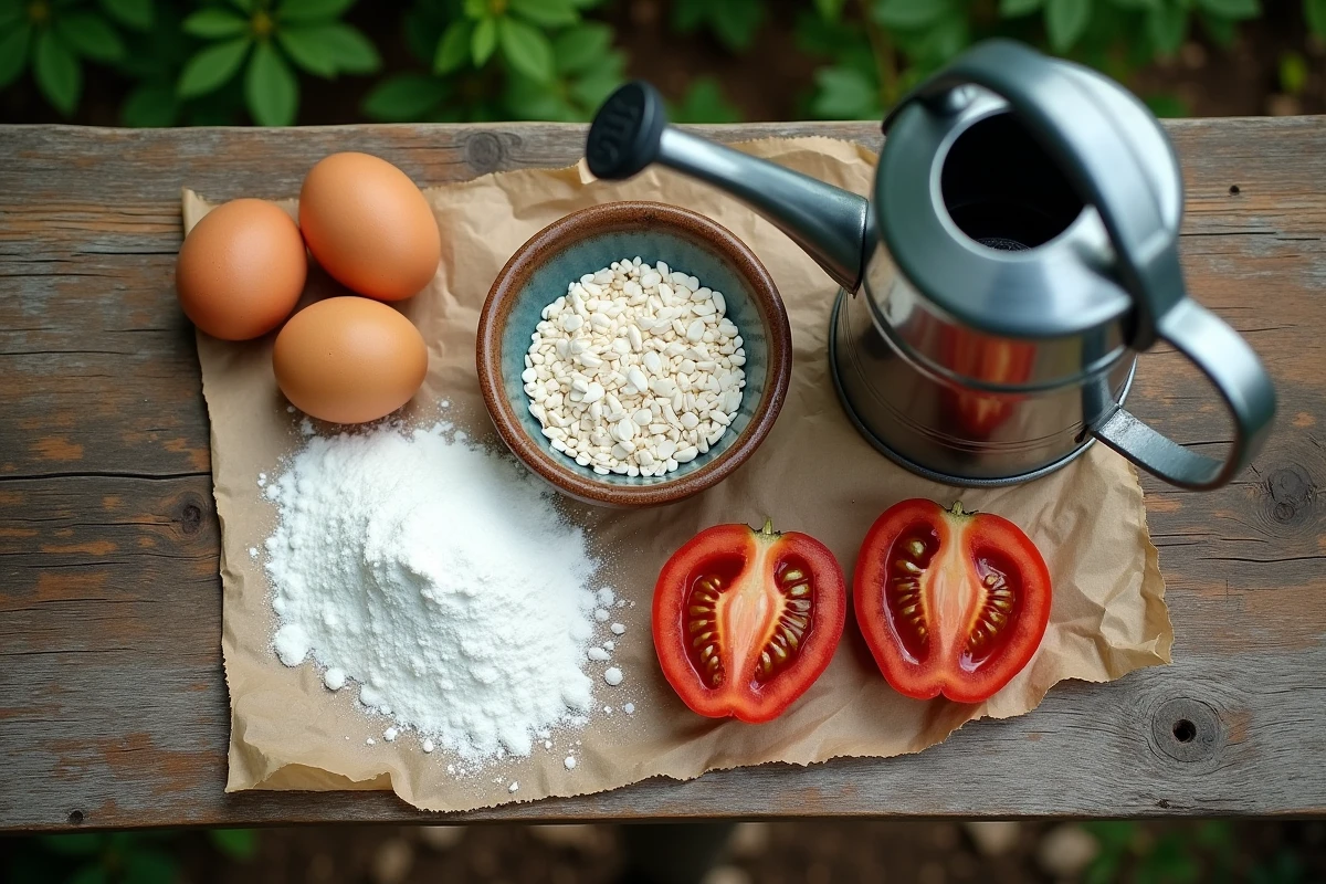 Amendements calciques pour traiter la carence en calcium des tomates, avec coquilles d'œufs et chaux agricole