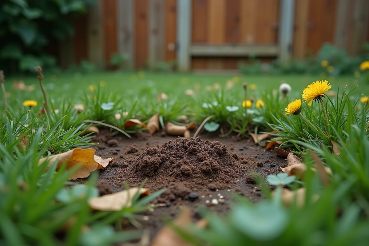 Gros plan sur des crottes de chien laissées sur la pelouse d'un jardin privé